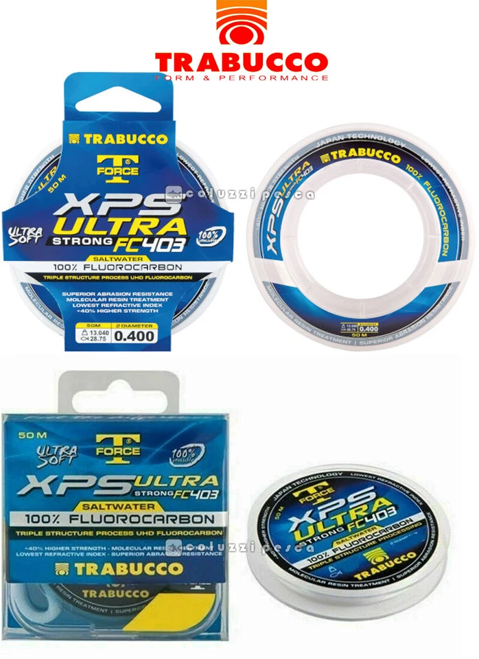 FILO TRABUCCO XPS ULTRA STRONG FC 403 SW BOX BLU FLUOROCARBON PESCA MONOFILOMARE