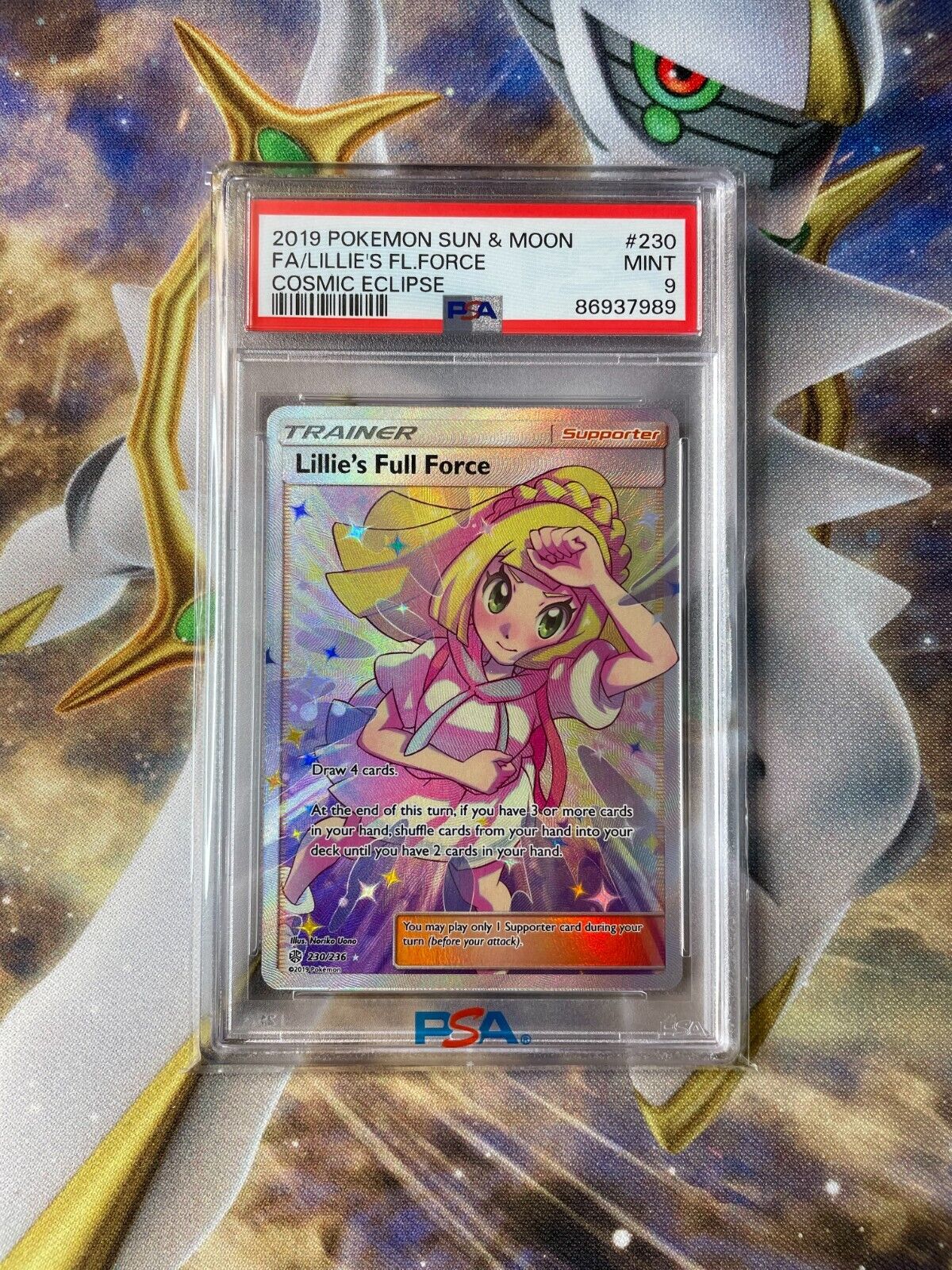 PSA 9 Lillie's Full Force Pokemon Cosmic Eclipse 230/236 Full Art MINT