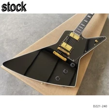 Electric guitar High glossy solid black gold hardware black pickguard 3 pots sma
