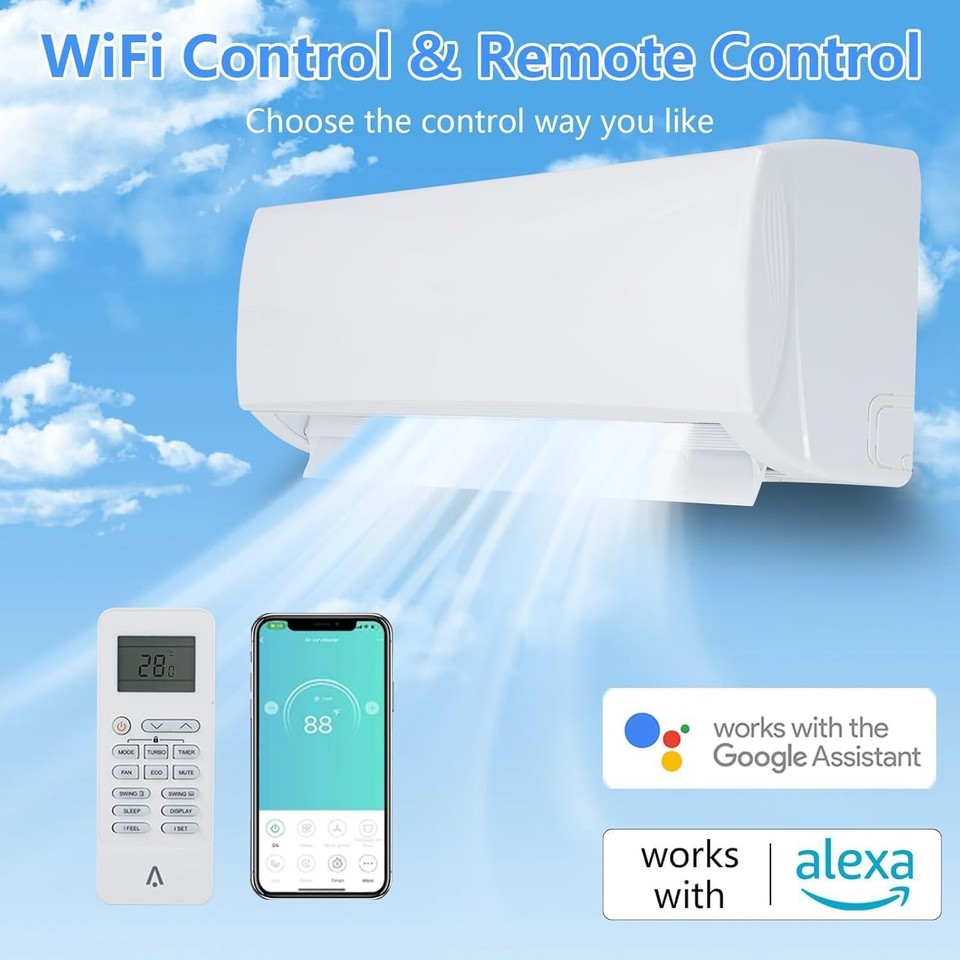 18000 BTU Ductless Air Conditioner Mini Split AC Heat Pump 230V 22