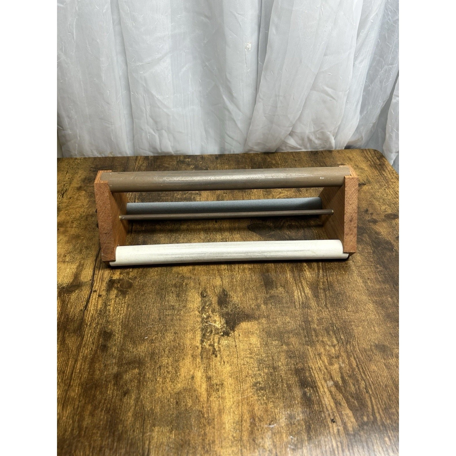 Dexter Russell 3 Way Knife Sharpener Wooden Stand Sharpening tool