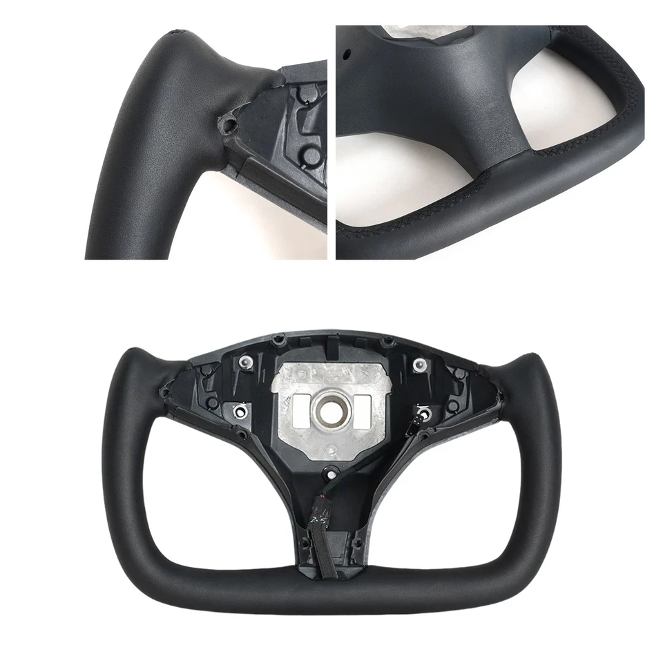 Yoke Leather Steering Wheel for Tesla Model X Model S 2014-2020 with Heated - Image 2 of 4