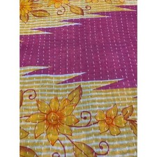 Handmade Kantha Quilt Throw Blanket Floral Bohemian Reversible
