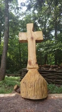 ✝️ Handcrafted Chainsaw Carved Cross - 22.75"H x 8"W Rustic Wood Art ✝️