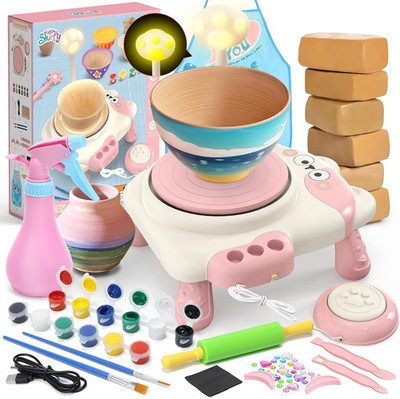 Skirfy Pottery Wheel for Kids Beginners with Light,Arts and Crafts for Kids Ages