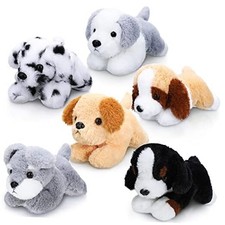 6 Pcs 8 Inch Stuffed Animal Plush Dog Puppy Soft Plush Pillow Mixed Color Mixed