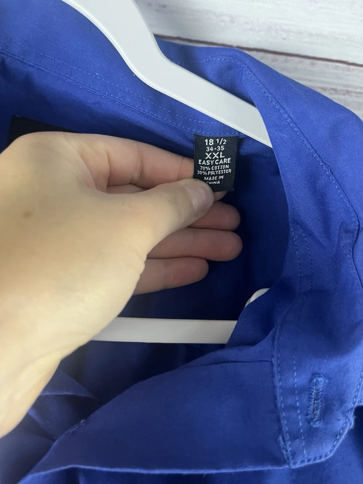 ALFANI Dress Shirt  Men's Regular 2XL 18-18.5 36-37 Long-Sleeve Button Up Blue - Image 4 of 4