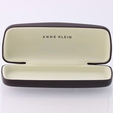 Anne Klein Lion Hard Sunglasses Case Hinged Brown Cream Designer Eyewear Holder
