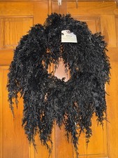 My Texas House Halloween 2026 Black Faux Cedar Wreath 24" VIRAL Draping Spooky