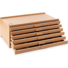 6 Drawer Wooden Storage Box Pastels Pencils Pens Markers Brushes Art Supplies