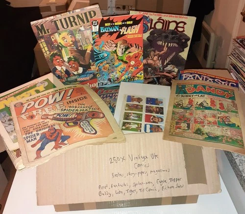 280x Huge VINTAGE UK COMICS LOT Fantastic POW! Batman Eagle Lion TV Comic Topper