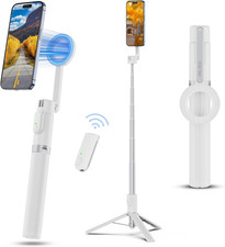 54'' Magnetic Selfie Stick Tripod Pro, All-In-One Phone Tripod W Magnetic Phone