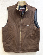 Wolverine - Insulated Lined Full Zip Canvas Vest Size Large Brown