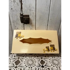 Vintage 1970s owl facial tissue holder kitschy 