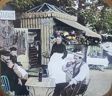 A Suburban Restaurant, Paris, France (Eugène Atget?) Magic Lantern Glass Slide