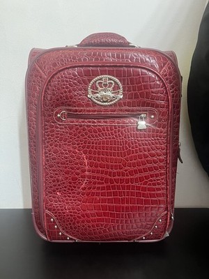 Kathy Van Zeeland Croco PVC 21'' Carry On Suitcase Expandable Luggage Burgundy