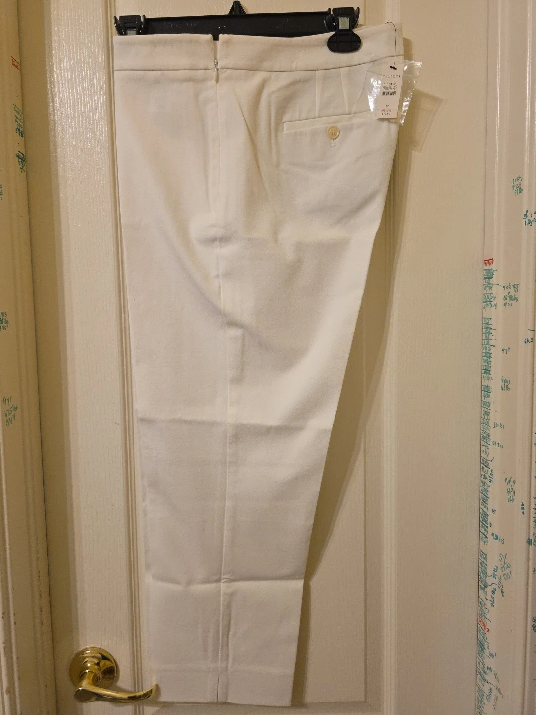 Talbots Heritage Dress Trouser Sz 12 White Side Zip Flat Front Capris 26" Inseam
