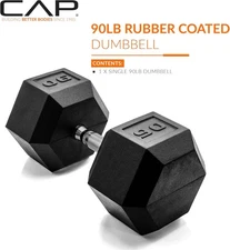 CAP Barbell, 90lb Coated Hex Dumbbell, Single