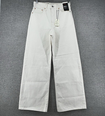 Levis Ribcage Wide Leg Jeans Women Size 27x30 White Casual NEW $110
