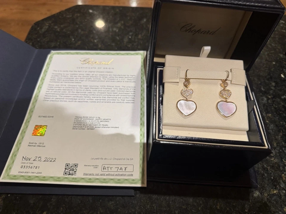 Pendientes de diamantes Chopard Happy Heart de oro rosa de 18 k  Foto 2 de 4