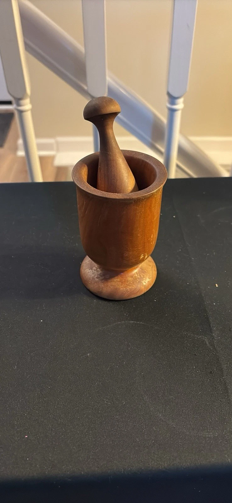 Vintage Wood Mortar and Pestle Hand Turned