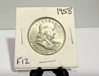 1958 Franklin Half Dollar Coin AU 90% Silver Beautiful coin (F-12)