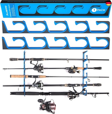 PLUSINNO H5 Horizontal Fishing Rod Holder, Fishing Rod Holder for Garage, Wall