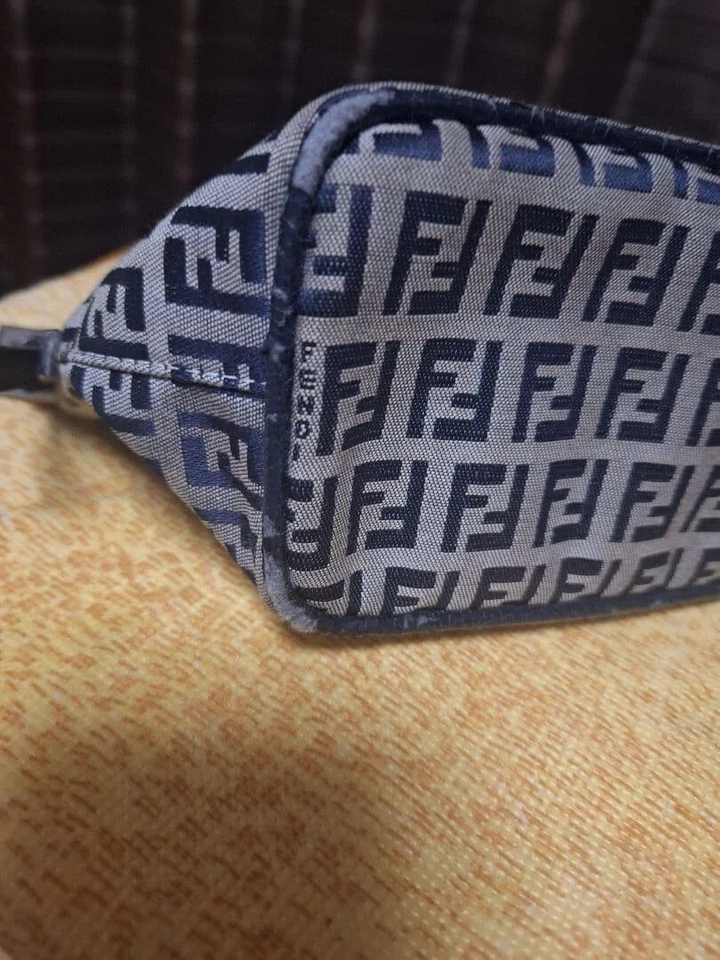 Fendi Zucca toile logo FF plaque marine accessoire sac à main sac à main - Photo 3/4