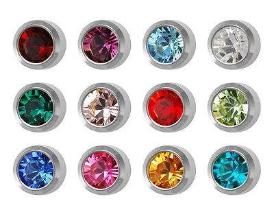 Studex Plus Ear Piercing Mini Stainless Steel Stud Earrings 2mm Bezel Birthstone