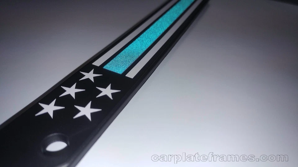 US FLAG BLUE LINE LIVES MATTER support police reflective License Plate Frame - Image 2 of 2