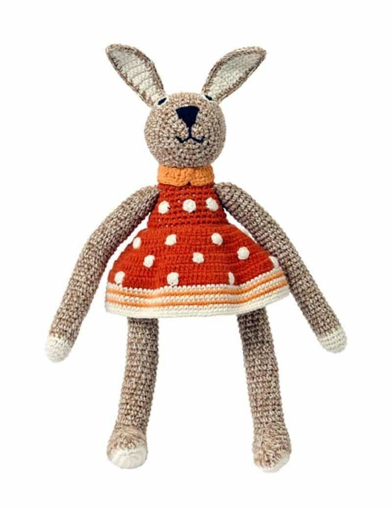 Lapin Chocolat en Peluche Coton Bio 28 cm pour la Décoration de Chambre Enfant Épurée
