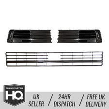 T6 3-Piece Front Grill Gloss Black with Gloss Black Trims - No PS + Radar