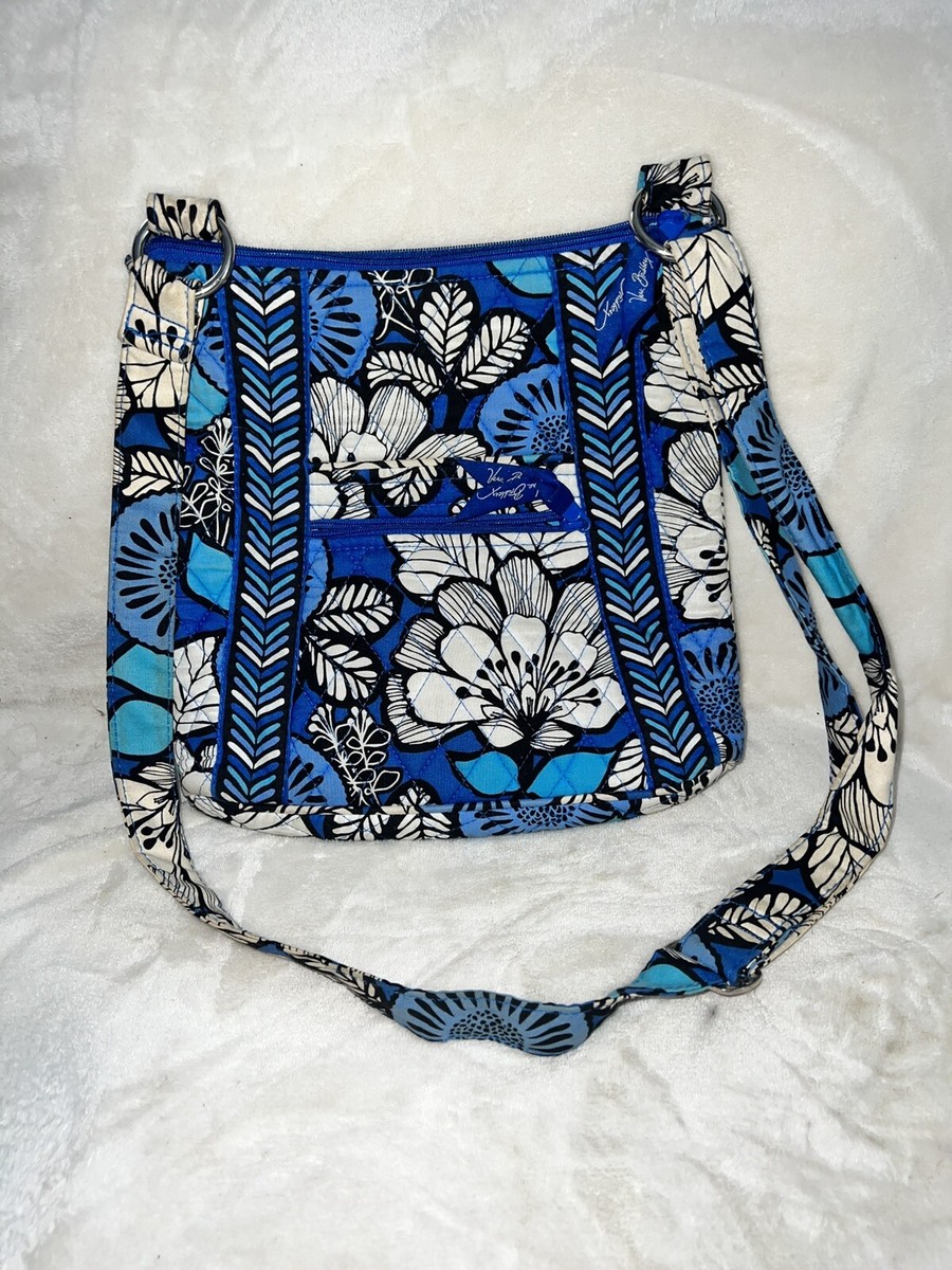 Vera Bradley Blue Bayou Floral CARRYALL CROSSBODY Blue White