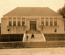 RPPC Public Library Kid With Bicycle Bellevue Ohio OH 1907 Postcard