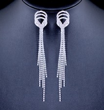 Loops Austrian Crystal Rhinestone Chandelier Dangle Long Earrings Prom E131