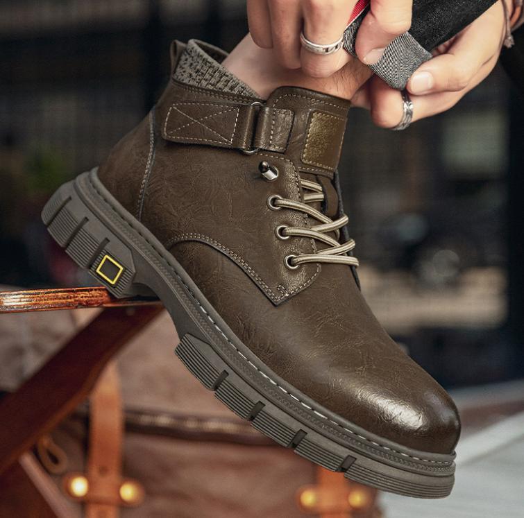 SAOLA Stivaletti casual stringati da uomo street hip top Oxfords stivali da moto rampicanti