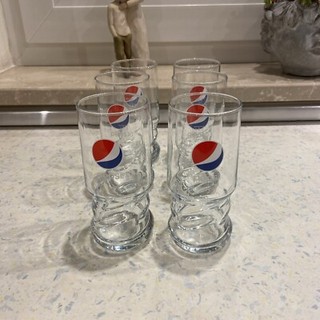 6 x Pepsi Cola Glas Gläser Longdrinkglas Logo Blau Rot Schwingform 0 2l TOP