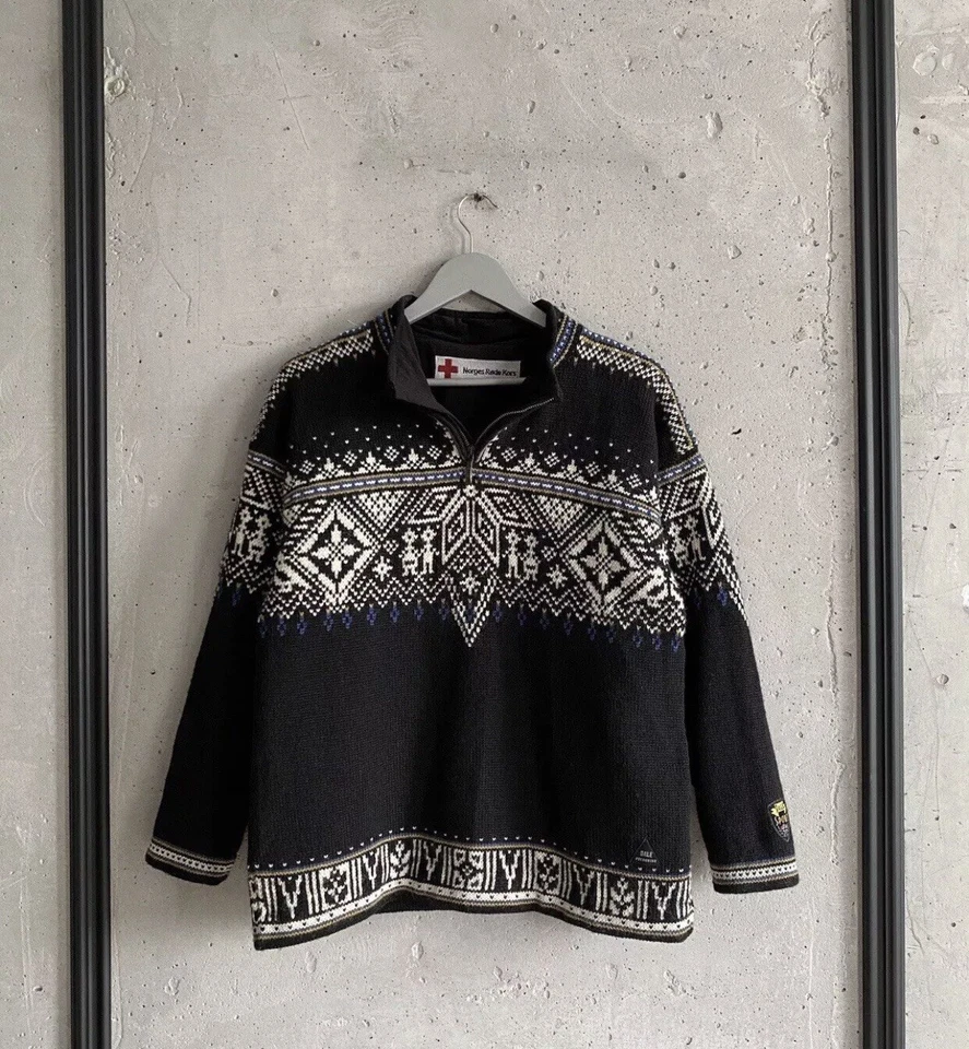 Dale of Norway Aztec knit Sweater 1/4 Zip mens size S-M - Image 2 of 4
