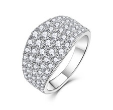 925 Silver 2.50CT Simulated Diamond Pave Set Chunky Heavy Ring size J to S