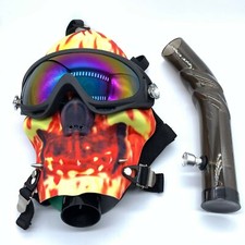 ski googles skull fire silicon gas mask with curve hookah water pipe bubbler