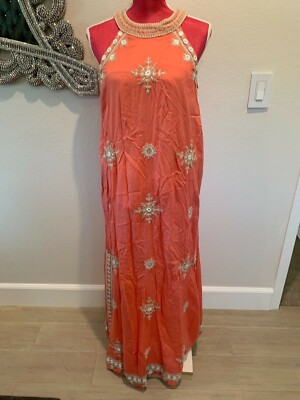 LULA SOUL MIRROR BEADED MAXI DRESS BOHO CHIC SIZE XS NEW WITH TAGS 