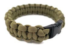 Paracord Bracelet 550 Black Tactical 3/8" Buckle (Moss Green) Hand Made 