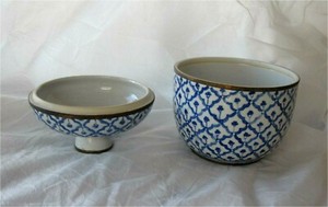 Antique Chinese Canton Blue & white Porcelain Bowl & Lid Tureen Signed