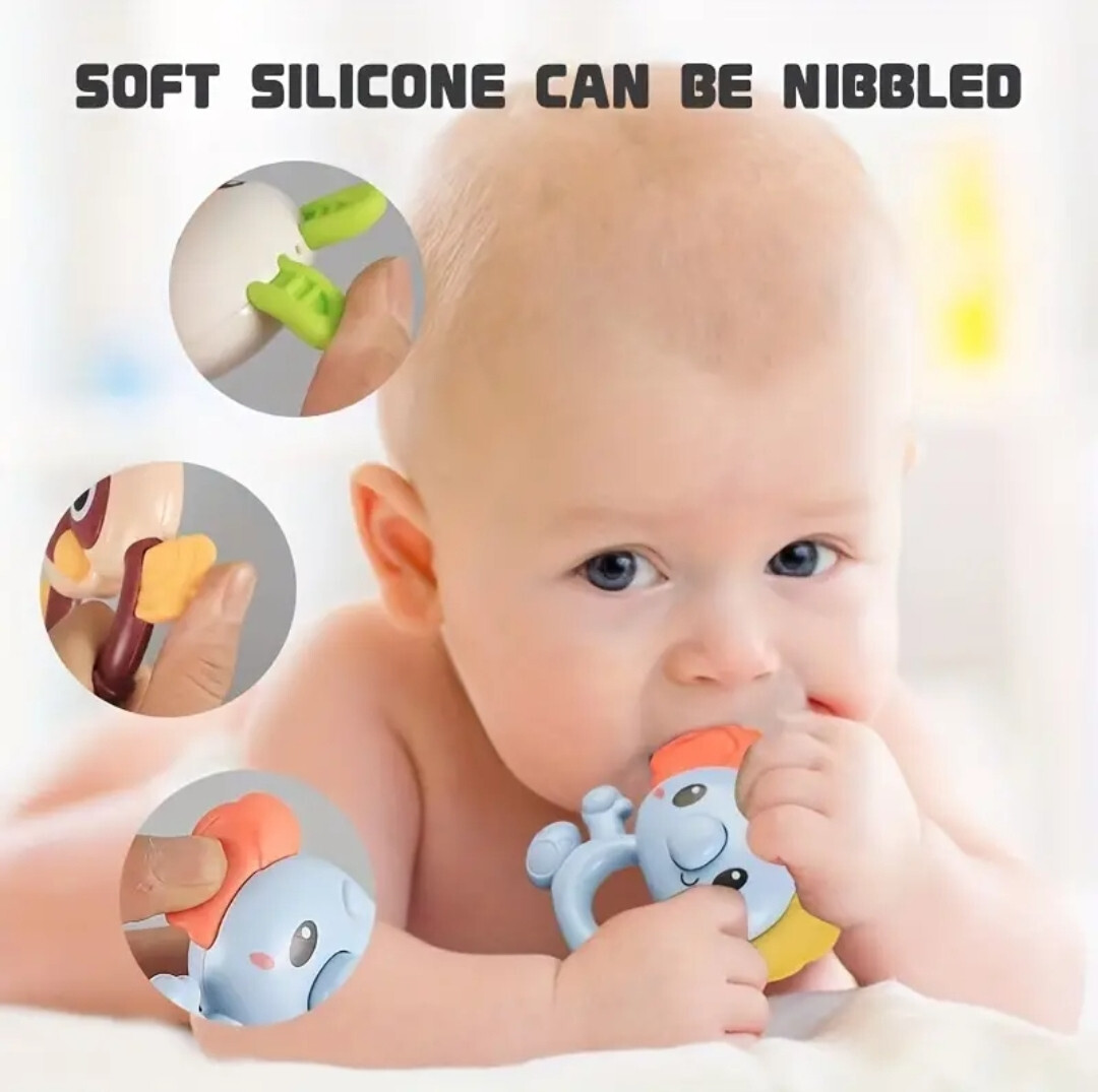 Baby Rattles Baby Handbell Chewing Toy Baby Teeth Training Teether eBay