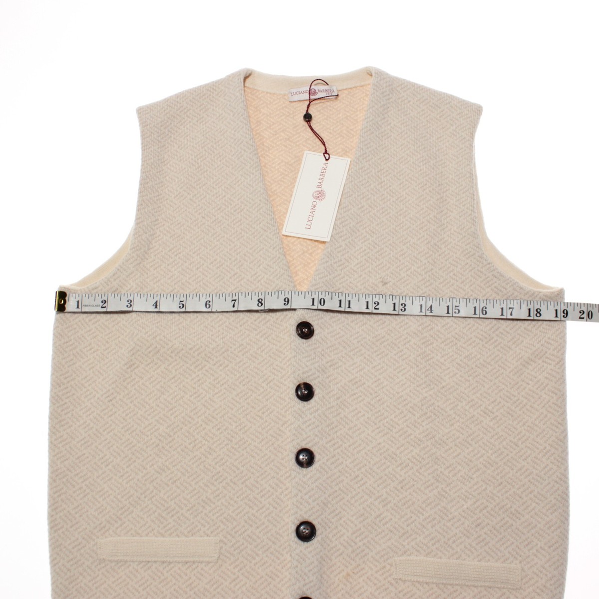 Cardigan Pull En Cachemire Luciano Barbera - Taille 3XL (58 US) Gris/Crème - Neuf Avec étiquette