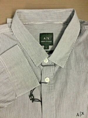 Armani Exchange A/X Shirt,Black Pinstriped, XL | eBay
