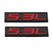 2x Black Red 5.3L Emblem 5.3 Logo Car Side Badge Metal Sticker Sport Turbo