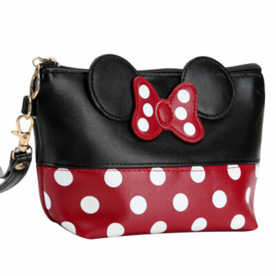 PU Leder Kosmetik Schleife Knoten Minnie Maus Muster Make-up Tasche Reise Etui Etui