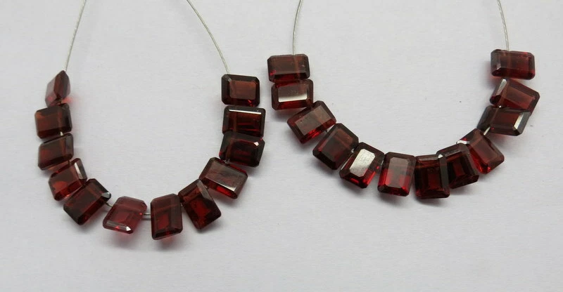 Cuentas octágonas granate de piedras preciosas naturales facetadas 9 piezas brioletes tamaño 7x5 mm    Foto 2 de 3