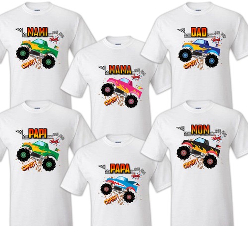 Monster Truck Family T-shirt Birthday Matching Party Celebration Reunion Tee - Picture 3 of 11